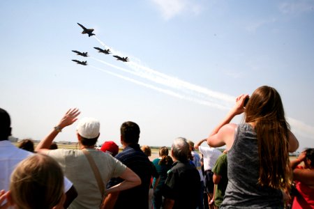 US Navy 110417-N-YM440-115 Members of the U.S. Navy flight demonstration squadron, the Blue Angels, perform at the Air Power Expo during Dallas-Ft