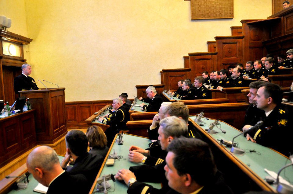 US Navy 110416-N-ZB612-182 Chief of Naval Operations (CNO) Adm. Gary Roughead delivers remarks at the Kuznetsov Naval Academy