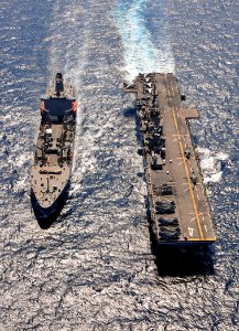 US Navy 110417-N-ZS026-309 The amphibious assault ship USS Boxer (LHD 4) conducts a replenishment at sea with the Military Sealift Command fleet re