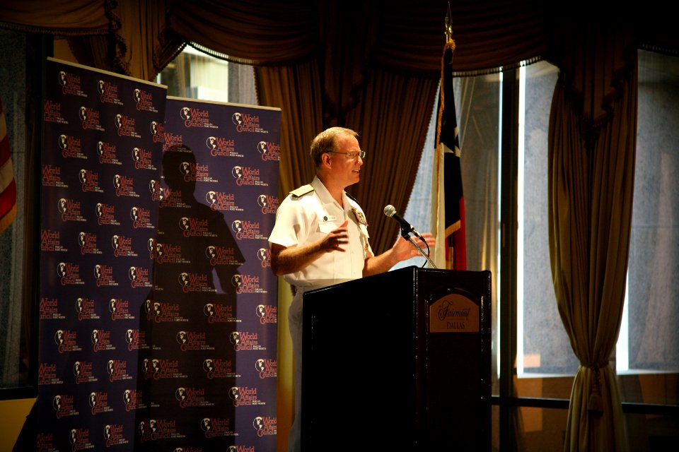 US Navy 110414-N-YM440-140 Adm. Patrick M. Walsh speaks to the World Affairs Council and North Texas Navy League at the Fairmont Hotel as part of D