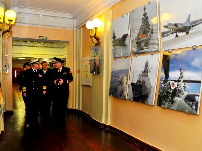 US Navy 110416-N-ZB612-167 Chief of Naval Operations (CNO) Adm. Gary Roughead tours the Kuznetsov Naval Academy with Rear Adm. Alexander Tuzov