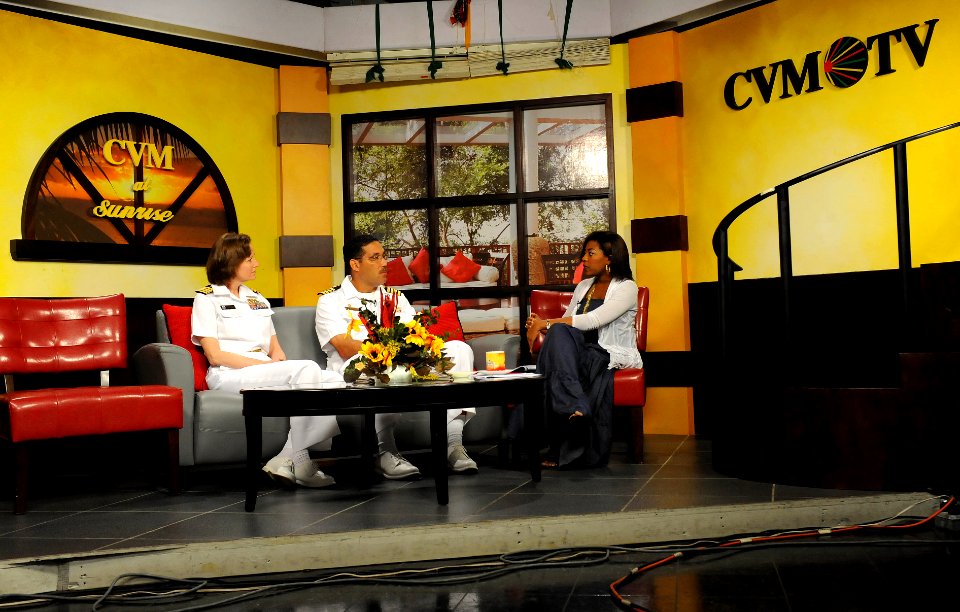 US Navy 110420-F-ET173-066 Capt. Brian Nickerson and Capt. Kathy Becker are interviewed during the