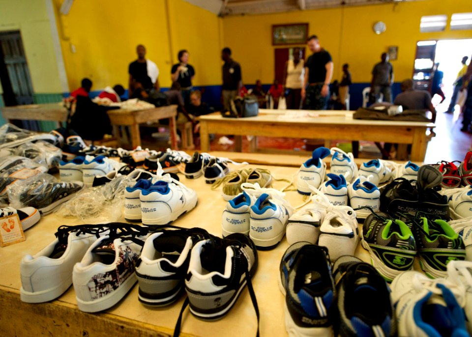 US Navy 110420-N-RM525-580 Samaritan's Feet, a non-governmental organization, donated shoes which were distributed to students at the Alpha Boys Sc