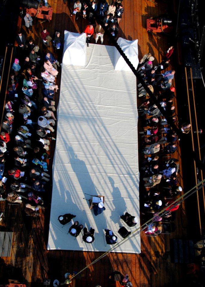 US Navy 110424-N-7642M-109 The crew of USS Constitution and guests observe Easter aboard the ship
