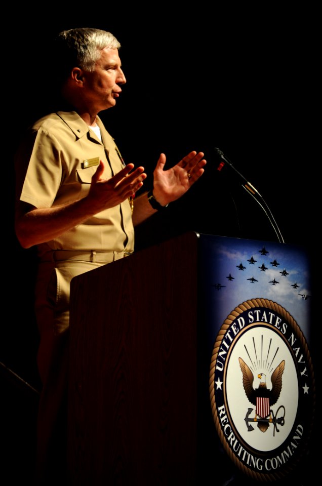 US Navy 110421-N-MF909-304 Rear Adm. Craig S. Faller delivers remarks during a change of command ceremony at Naval Support Activity Mid-South