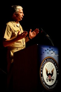 US Navy 110421-N-MF909-304 Rear Adm. Craig S. Faller delivers remarks during a change of command ceremony at Naval Support Activity Mid-South