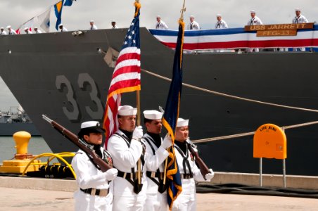 US Navy 110421-N-BT887-020 A U.S. Navy color guard parades the colors during the decommissioning ceremony of the guided-missile frigate USS Jarret