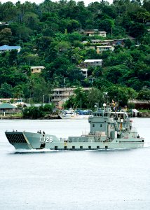 US Navy 110428-F-HS649-123 Landing Craft Heavy (LCH) L126 HMAS Balikpapan transits through Segond Channel