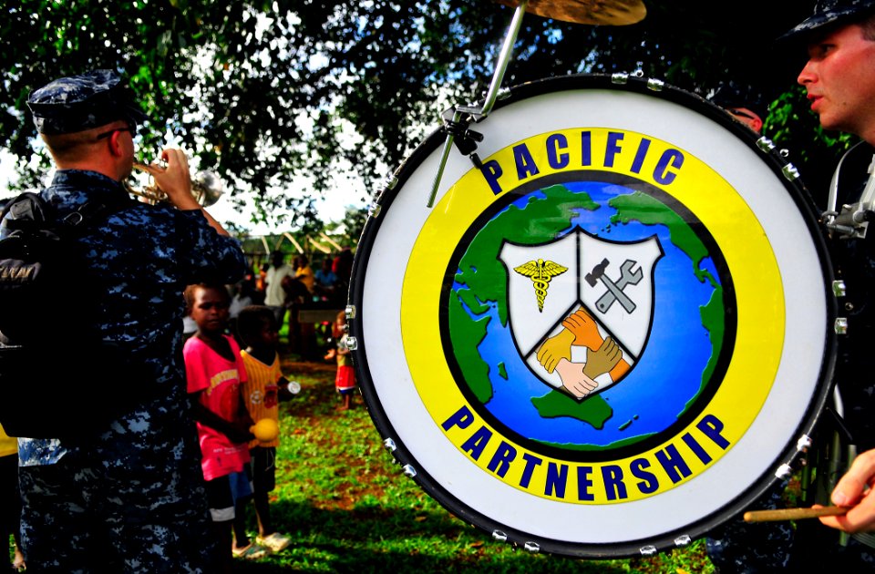 US Navy 110430-N-KB563-439 The Pacific Partnership 2011 band plays a concert during a community service project at Unity Park