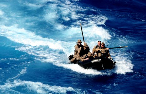 US Navy 110507-N-7508R-026 Marines operate a combat rubber raiding craft as part of routine amphibious proficiency training