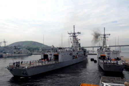 US Navy 110502-N-ZI300-004 The guided-missile frigate USS Thach (FFG 43) departs Brazilian Naval Base Rio de Janeiro after a six-day port visit as