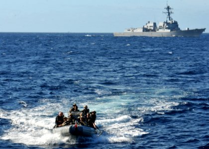 US Navy 110424-N-NL541-394 The visit, board, search and seizure team assigned to the guided-missile destroyer USS Nitze (DDG 94)