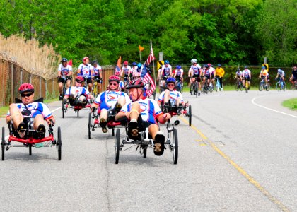 US Navy 110428-N-NR955-039 Wounded Warriors from the Hampton Roads region cycle throughout Naval Station Norfolk