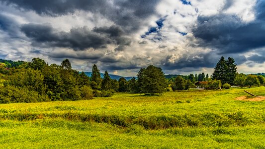 Hill clouds panorama photo