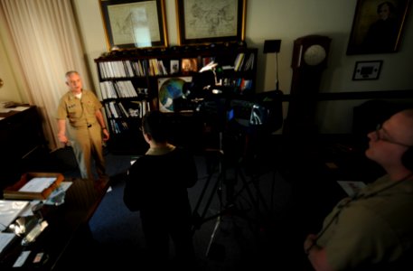 US Navy 110427-N-QF368-025 Rear Adm. David Titley discusses the rapid change of climate in the Arctic Ocean and its possible impacts on the Navy