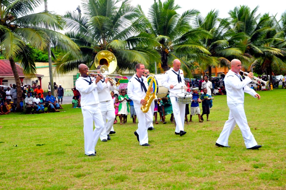 US Navy 110501-O-ZZ999-003 he Pacific Partnership 2011 band plays a concert during a community service project at Unity Park