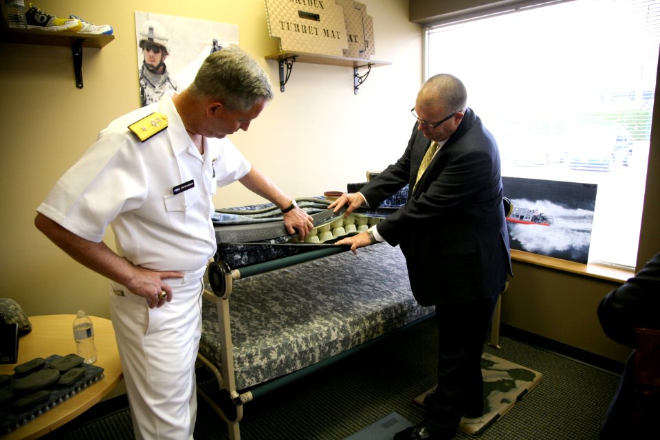 US Navy 110503-N-YM440-169 Rear Adm. James J. Shannon, commander of Naval Surface Warfare Center, and Mike Buchen, CEO and President of Skydex, ins