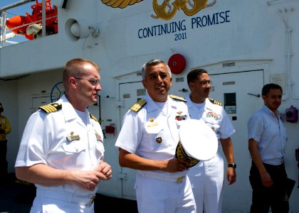 US Navy 110430-N-RM525-179 Capt. David Weiss, commanding officer of the medical treatment facility aboard the Military Sealift Command hospital shi photo