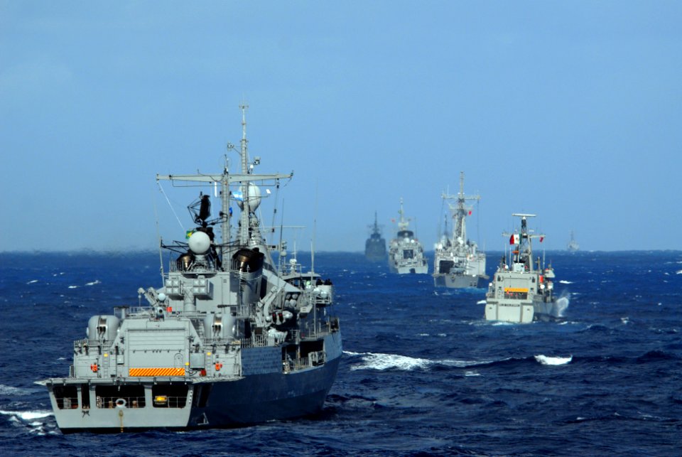 US Navy 110503-N-ZI300-019 Ships from the U.S. Navy and Coast Guard, and the Brazilian, Mexican and Argentine navies are underway in formation duri
