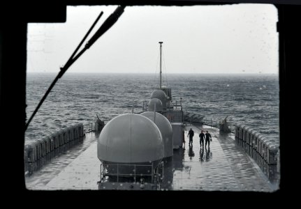 US Navy 110505-N-CP762-165 Damage control training team members conduct a safety walkthrough on the main deck of the U.S. 7th Fleet command ship US
