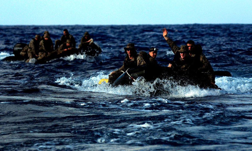 US Navy 110507-N-OS574-127 Marines participate in small boat operations with USS Mesa Verde (LPD 19)