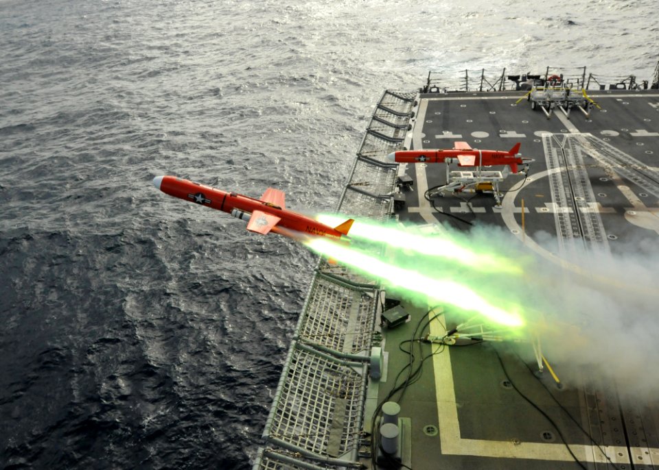 US Navy 110504-N-NL541-127 A BQM-74E aerial drone is launched from the guided-missile frigate USS Thach (FFG 43)