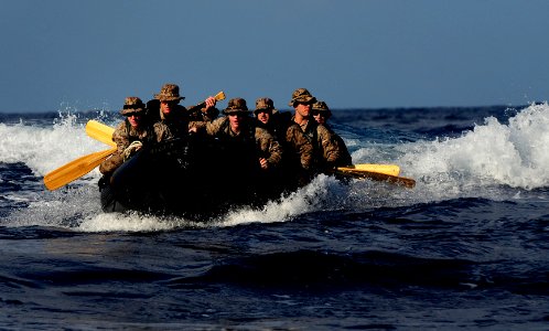 US Navy 110507-N-OS574-092 Marines participate in small boat operations with USS Mesa Verde (LPD 19)
