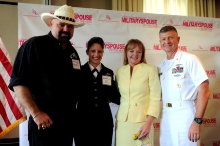 US Navy 110506-N-AD372-489 Master Chief Petty Officer of the Navy (MCPON) Rick D. West poses with the Navy's Military Spouse of the Year Finalist,