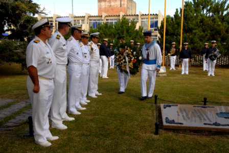 US Navy 110509-N-ZI300-009 UNITAS 52 Atlantic Phase Task Group Commanders participate in a memorial ceremony honoring the Patron of the Brazilian n