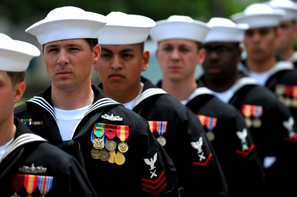US Navy 110506-N-WW409-007 Sailors prepare to perform a gun salute during a funeral service for Cryptologic Technician (Technical) 2nd Class Ryan M