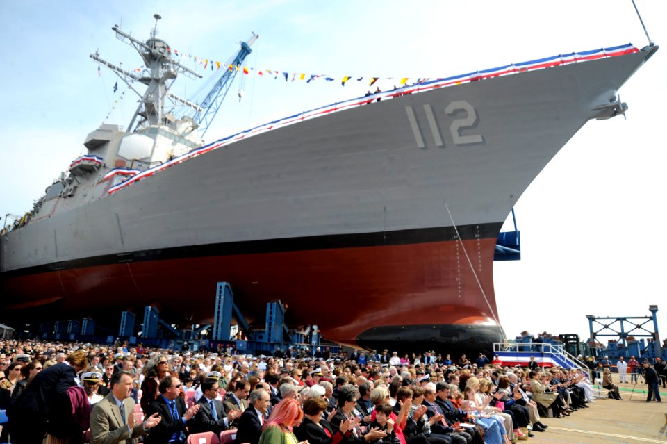 US Navy 110507-N-KK330-134 Guests await the christening ceremony for the Arleigh Burke-class guided-missile destroyer Pre-commissioning Unit (PCU)