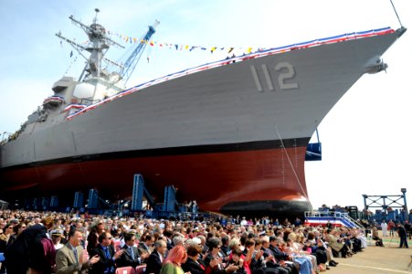 US Navy 110507-N-KK330-134 Guests await the christening ceremony for the Arleigh Burke-class guided-missile destroyer Pre-commissioning Unit (PCU)