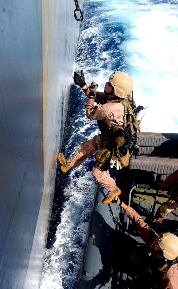 US Navy 110505-N-OS574-627 Marines prepare for a visit, board, search and seizure, hook and pull exercise