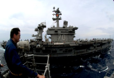 US Navy 110509-N-6006S-187 Lt. Cmdr. Brian Connolly, executive officer of the Ticonderoga-class guided-missile cruiser USS Bunker Hill (CG 52), loo