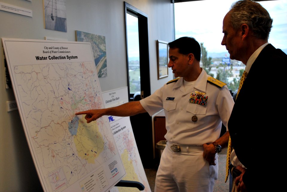 US Navy 110506-N-CI293-120 Rear Adm. Herman Shelanski discusses the city's water processing and management with James S. Lochhead, CEO of Denver Wa