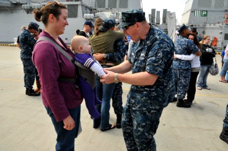 US Navy 110511-N-QY430-050 Cryptologic Technician (Technical) 2nd Class Mark Parlin, assigned to the guided-missile cruiser USS Anzio (CG 68) plays photo