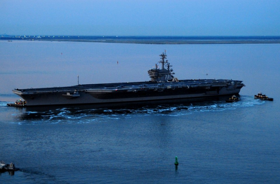 US Navy 110511-N-VQ827-096 The Nimitz-class aircraft carrier USS George H.W. Bush (CVN 77) departs Naval Station Norfolk