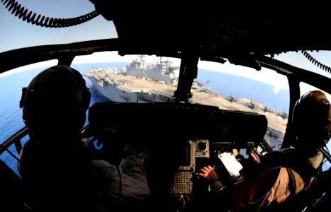 US Navy 110511-N-7508R-001 Pilots aboard an MV-22B Osprey assigned to Marine Medium Tiltrotor Squadron (VMM) 263 (Reinforced), 22nd Marine Expediti