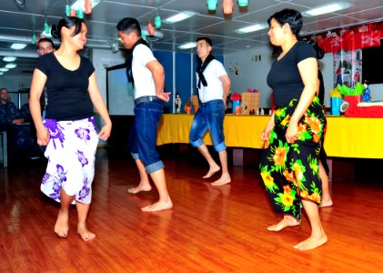 US Navy 110513-N-MH885-010 Sailors aboard USS George Washington (CVN 73) perform the Pandango National dance, a national dance of the Philippines, photo