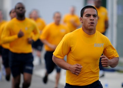 US Navy 110513-N-SO729-087 ailors assigned to the forward-deployed amphibious assault ship USS Essex (LHD 2) participate in command physical traini