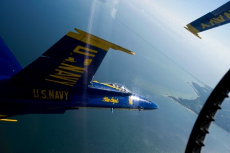 US Navy 110517-N-BA418-009 U.S. Marine Corps Maj. Brent Stevens, left wingman for the 2011 U.S. Navy flight demonstration squadron, the Blue Angels