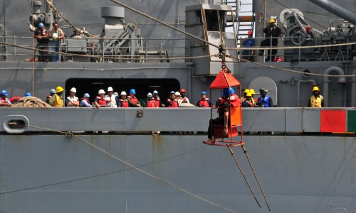 US Navy 110519-N-0074G-099 Sailors assigned to the aircraft carrier USS Enterprise (CVN 65) send Oscar, a training dummy