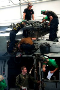 US Navy 110516-N-NY820-118 Sailors 26 perform 175-hour scheduled maintenance on an MH-60S Sea Hawk helicopter aboard USNS Comfort (T-AH 20)