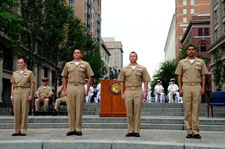 US Navy 110519-N-AD372-326 Sailors of the year stand at attention before their meritorious advancement to chief petty officer