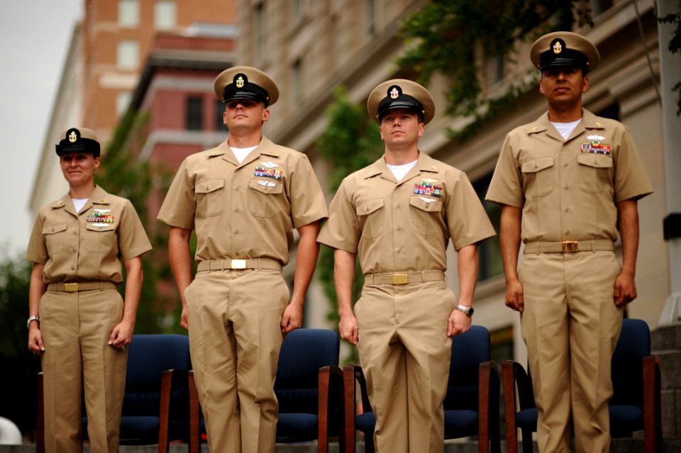 US Navy 110519-N-QF368-275 The 2011 Sailors of the Year after their meritorious promotions to chief petty officer during the Washington, D.C., Reco