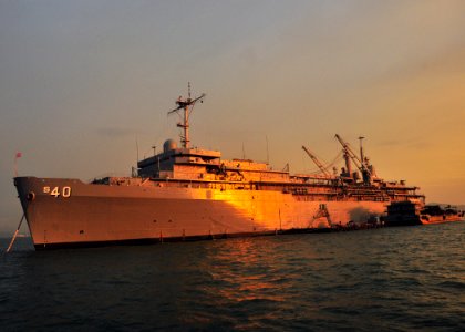 US Navy 110518-N-BK435-240 USS Frank Cable (AS 40) is anchored in the Victoria's Harbor in Hong Kong