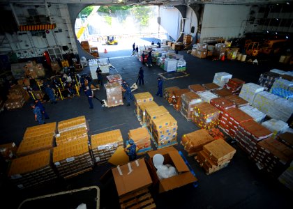 US Navy 110519-N-DS193-003 Sailors aboard the aircraft carrier USS George Washington (CVN 73) form a 100-man working party