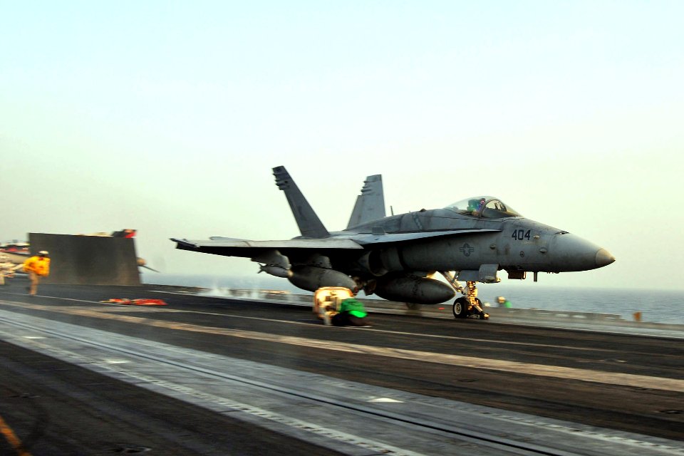 US Navy 110520-N-1004S-697 An F-A-18C assigned to the Death Rattlers of Marine Fighter Attack Squadron (VMFA) 323 catapults from the aircraft carri