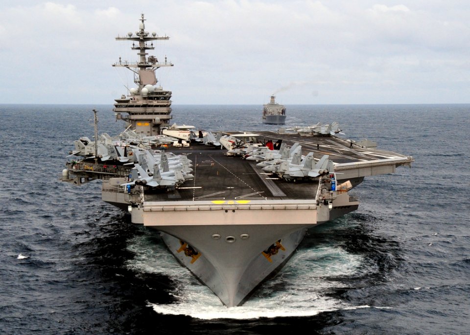 US Navy 110520-N-VQ827-582 The aircraft carrier USS George H.W. Bush (CVN 77) is underway during the Royal Navy-sponsored joint exercise Saxon Warr