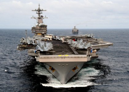 US Navy 110520-N-VQ827-582 The aircraft carrier USS George H.W. Bush (CVN 77) is underway during the Royal Navy-sponsored joint exercise Saxon Warr